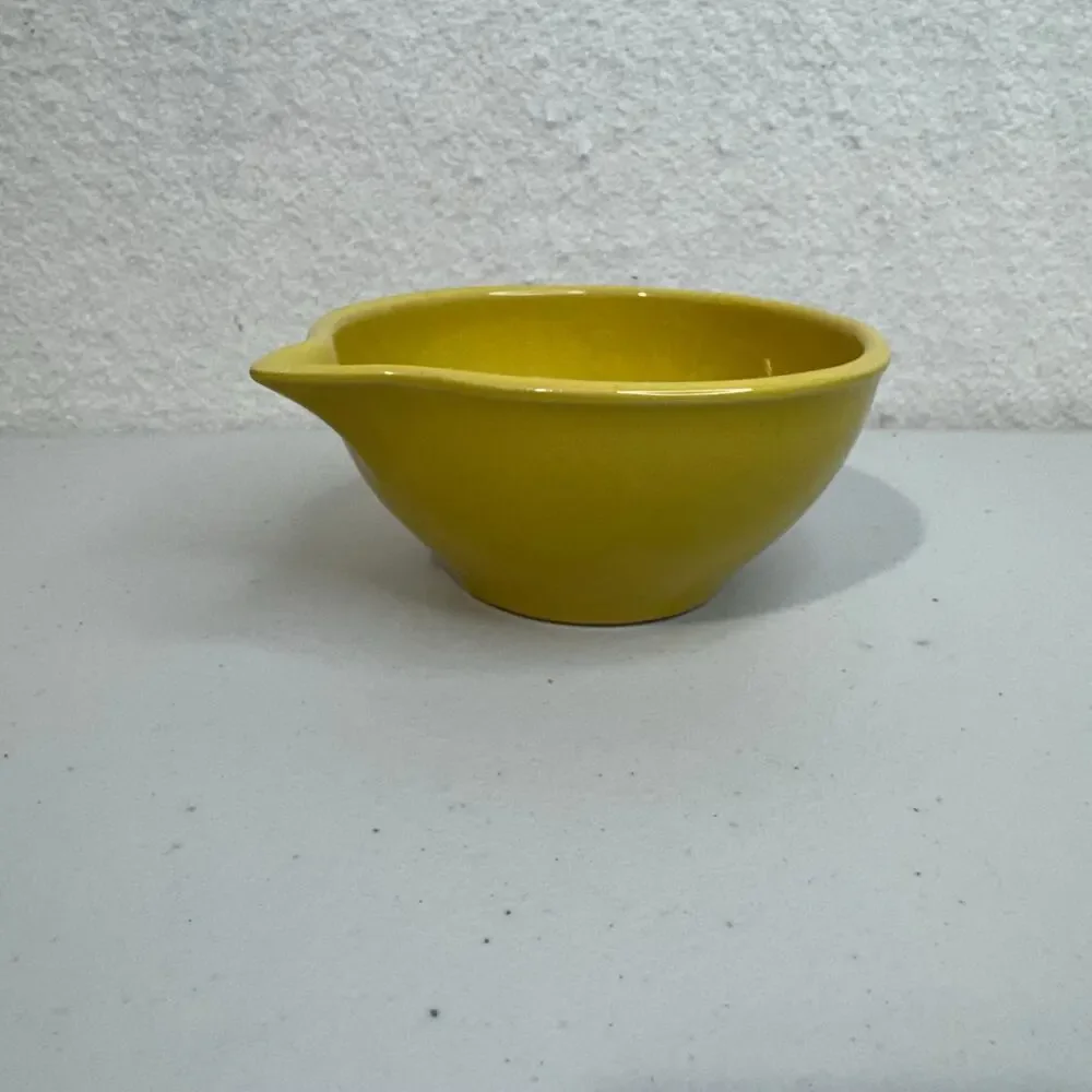 VTG McCoy Stoneware Vibrant Yellow Glaze Ceramic Spout Bowl Small Batter Bowl